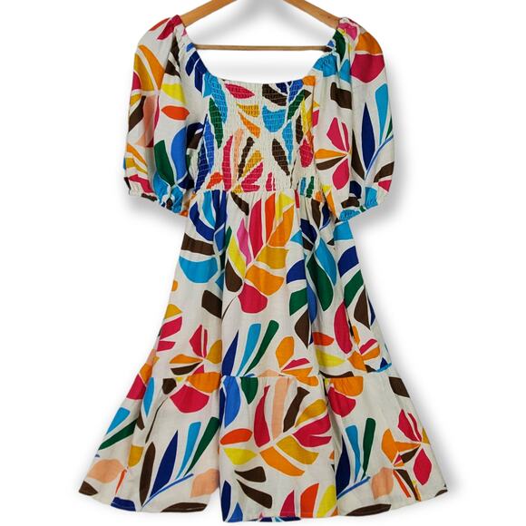 Tabitha Brown x Target XS Linen Blend Botanical Print Puff-Sleeve Mini Dress NWT - Picture 4 of 8